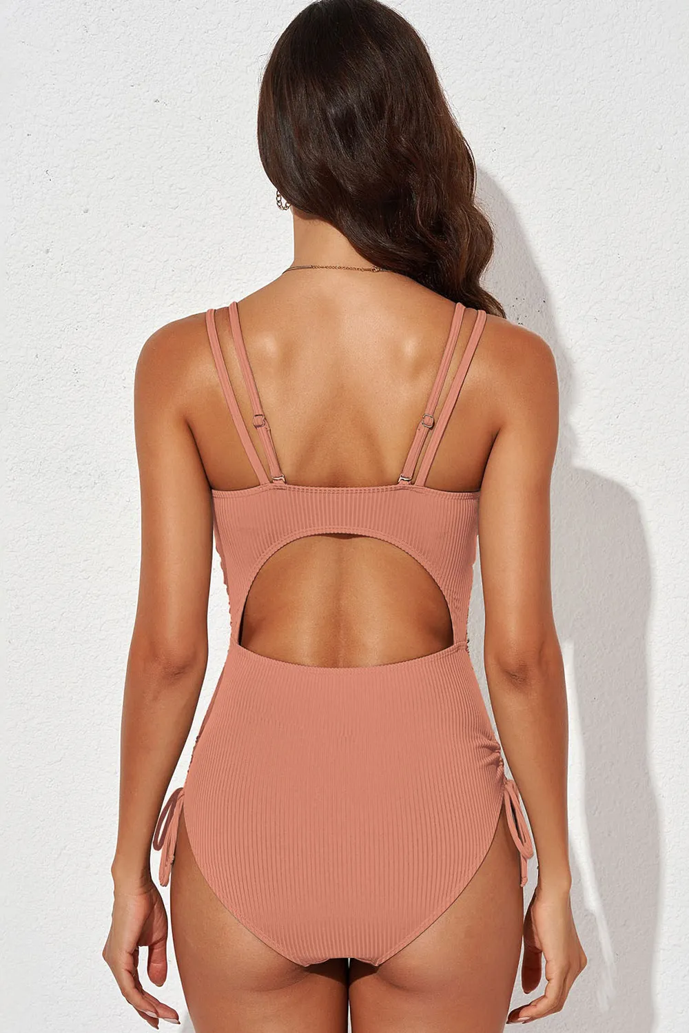 Tied Cutout Plunge One-Piece Swimsuit, image 3