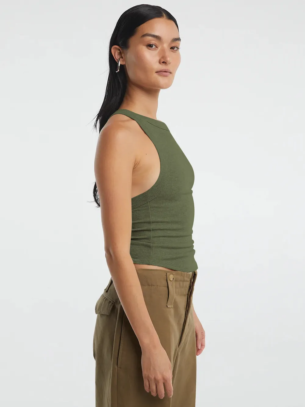 Halter Neck Ribbed Cropped Top, image 3