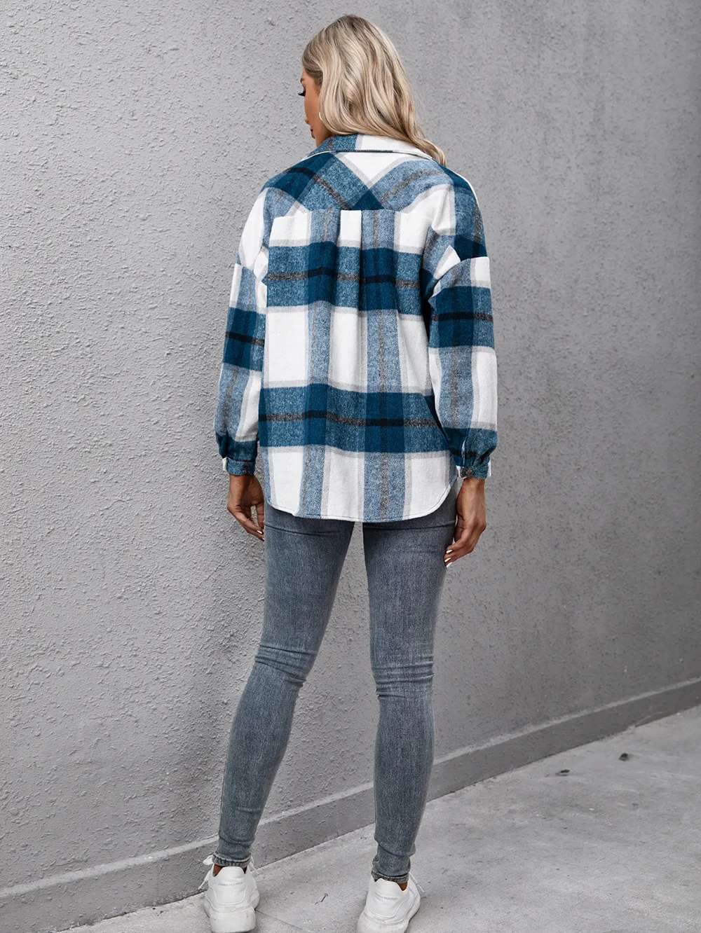 Plaid Long Sleeve Shirt Jacket, image 3