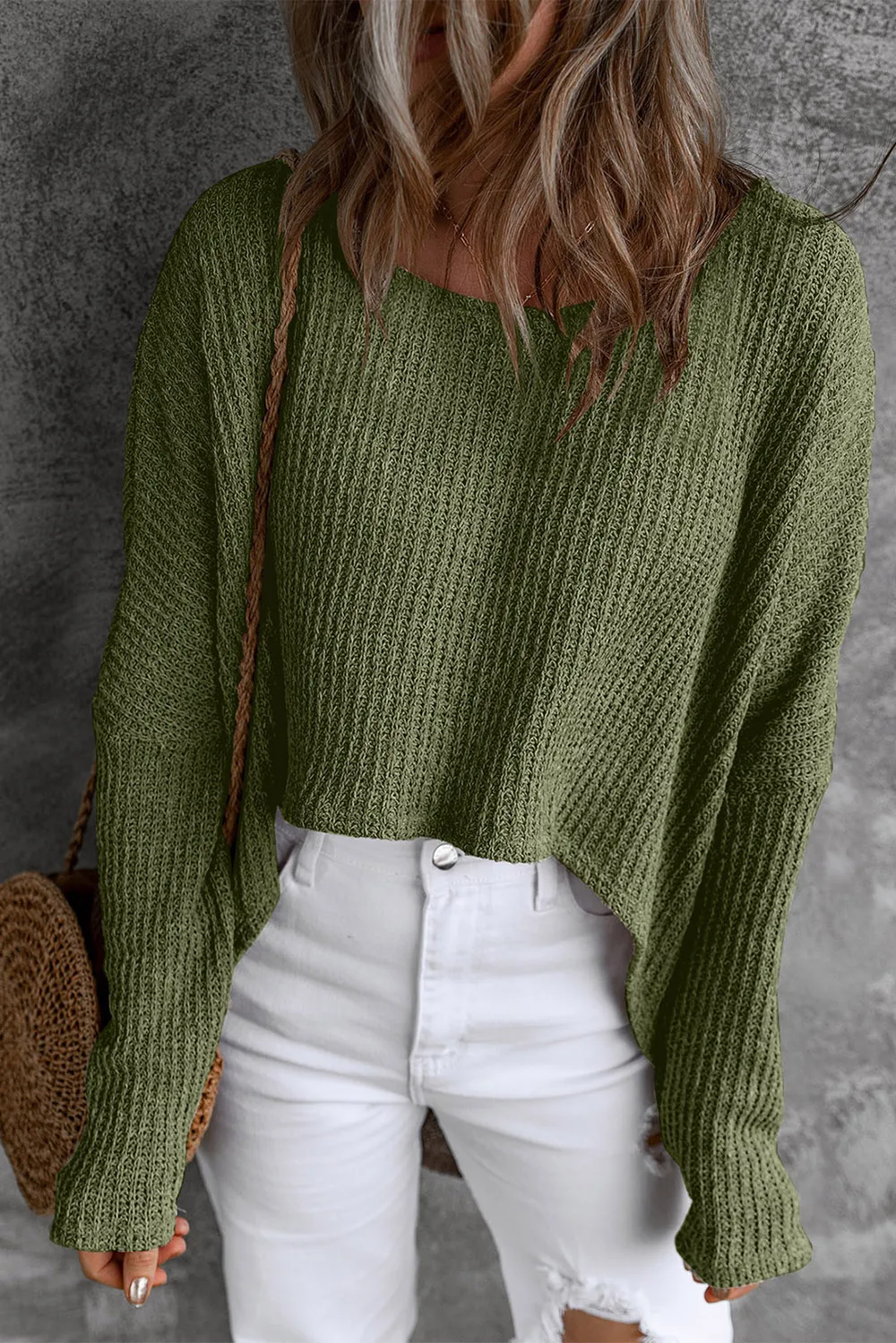Round Neck High-Low Sweater, image 3
