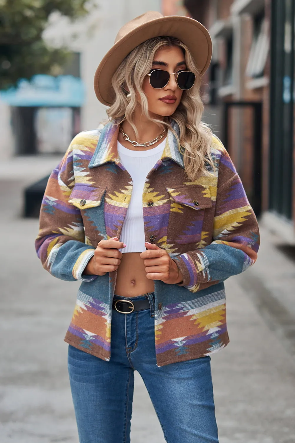 Printed Collared Neck Jacket, image 15