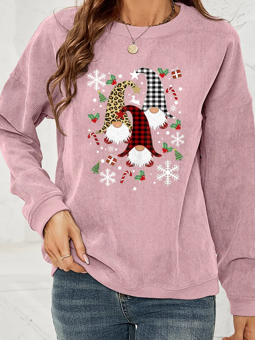 Faceless Gnome Graphic Drop Shoulder Sweatshirt, image 4
