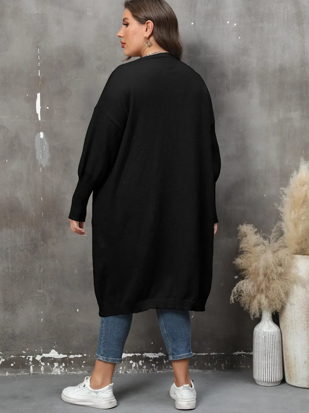 Plus Size Long Sleeve Pocketed Cardigan, image 10