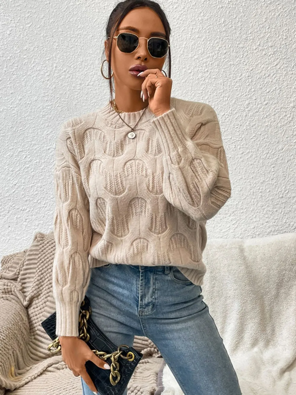 Round Neck Long Sleeve Sweater, image 2