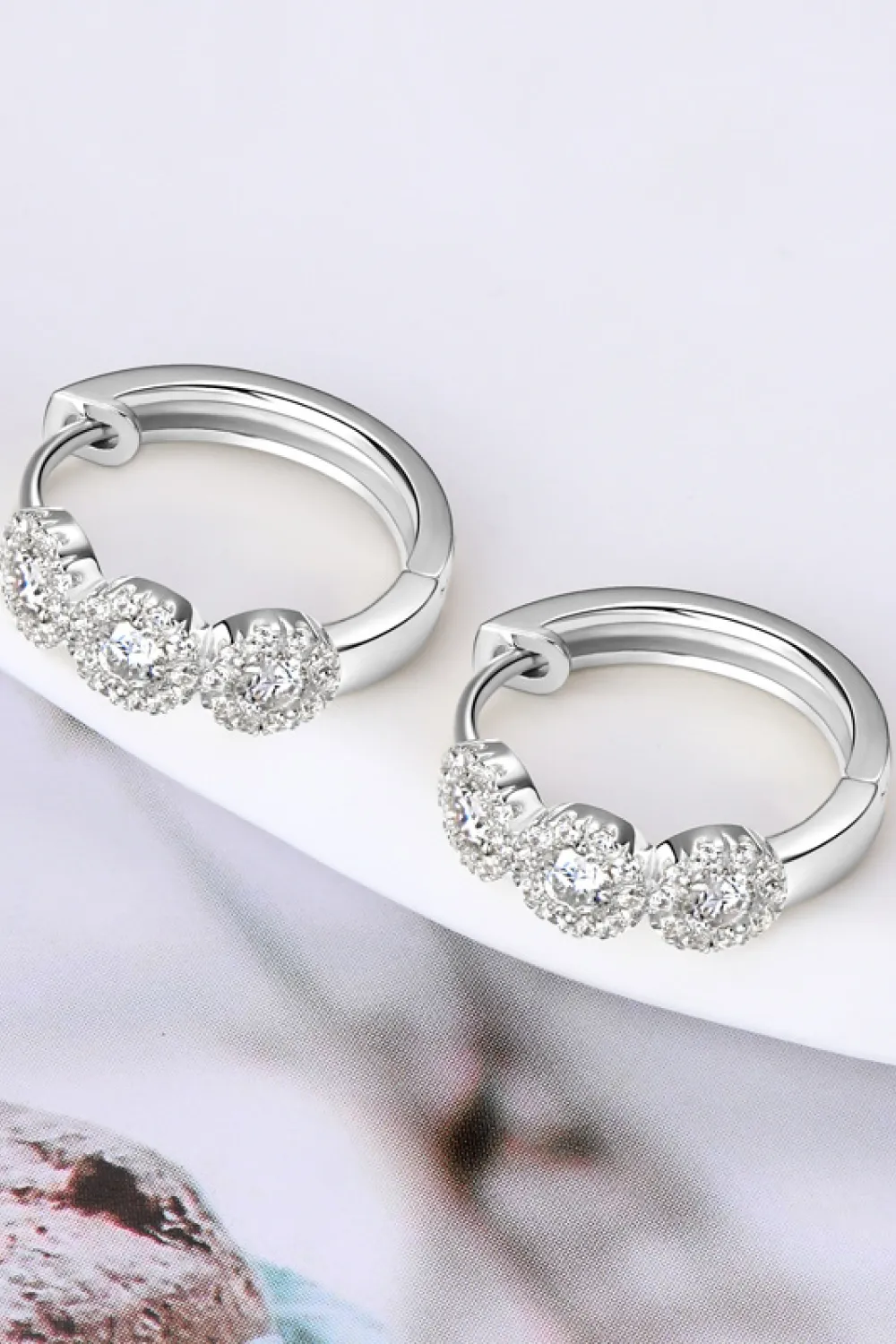 Moissanite 925 Sterling Silver Huggie Earrings, image 7