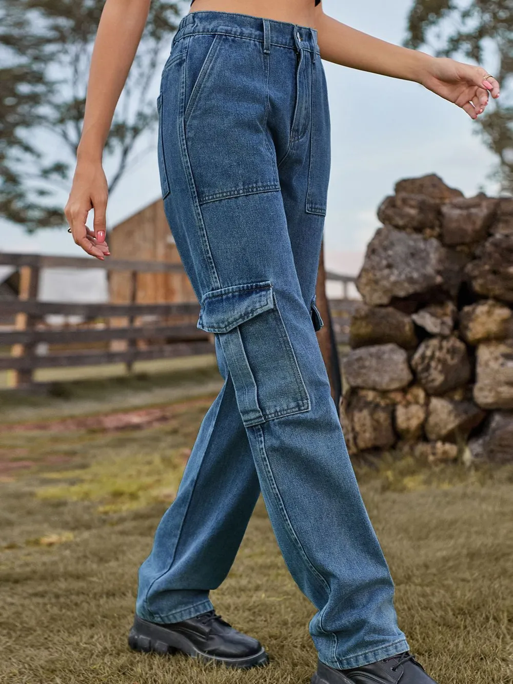 High Waist Cargo Jeans, image 4