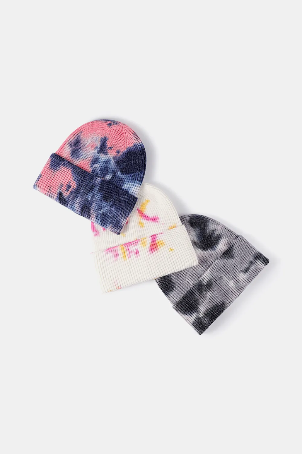 Tie-Dye Cuffed Rib-Knit Beanie Hat, image 34