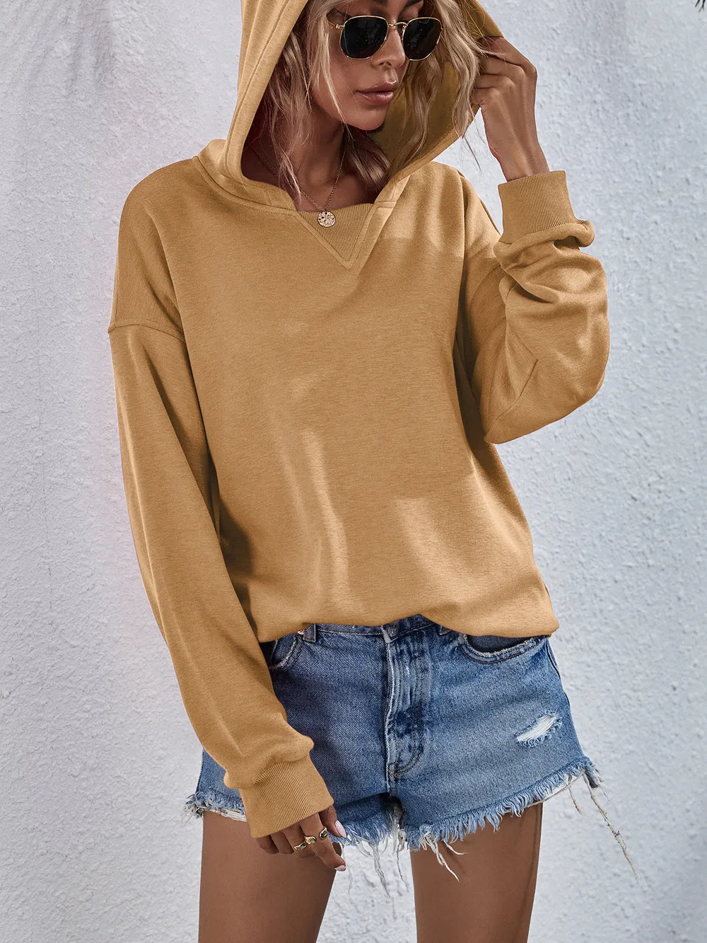 Dropped Shoulder Slit Hoodie, image 12