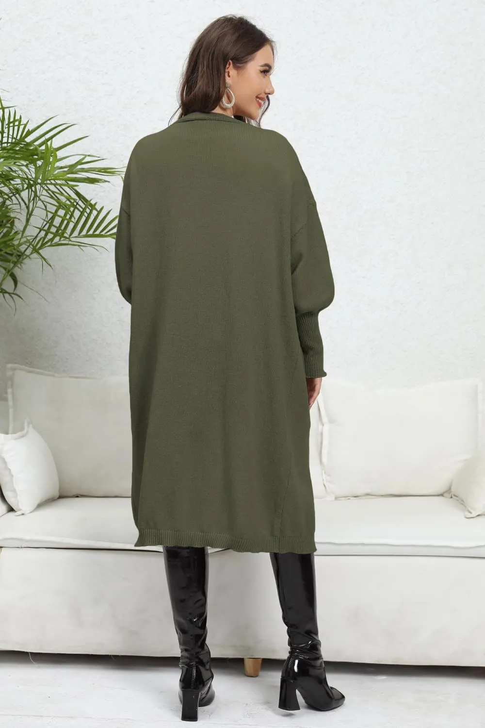 Open Front Dropped Shoulder Cardigan, image 6