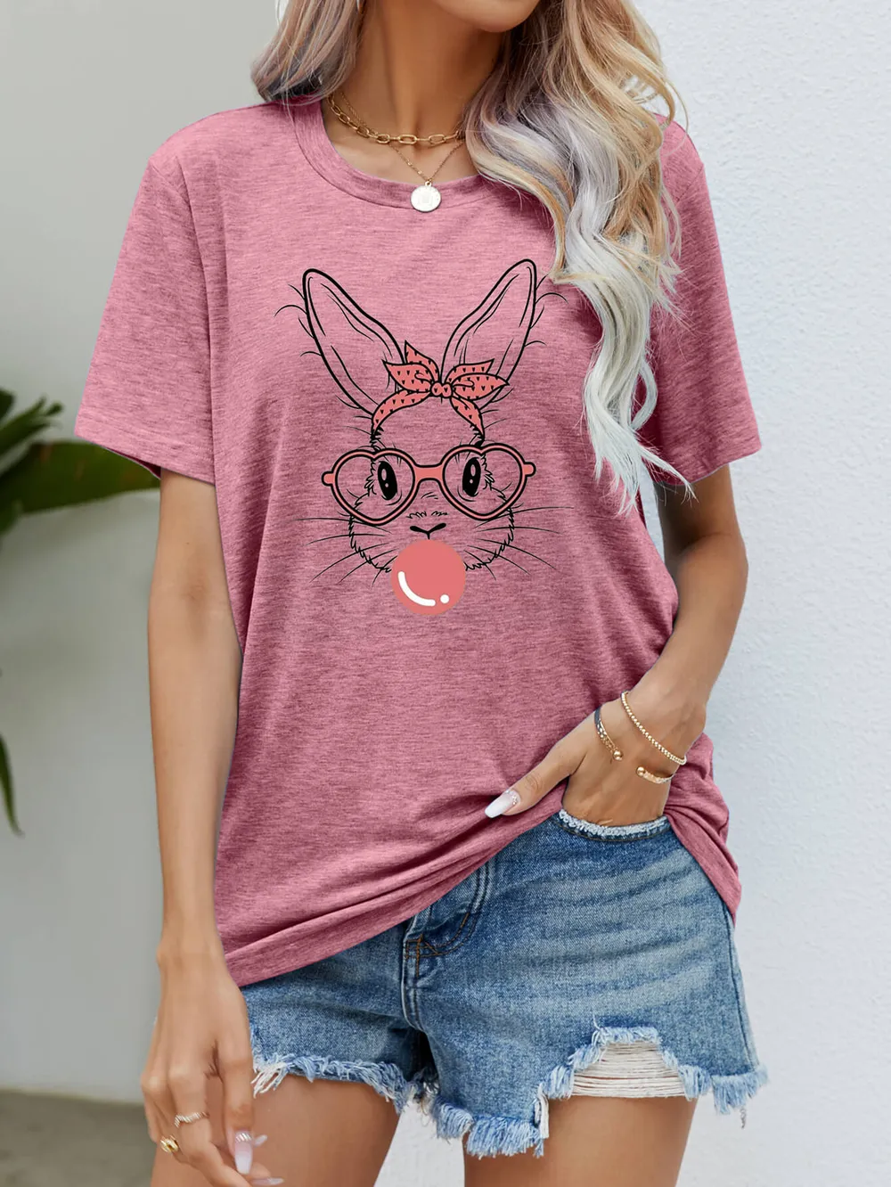 Easter Bunny Graphic Round Neck T-Shirt, image 11