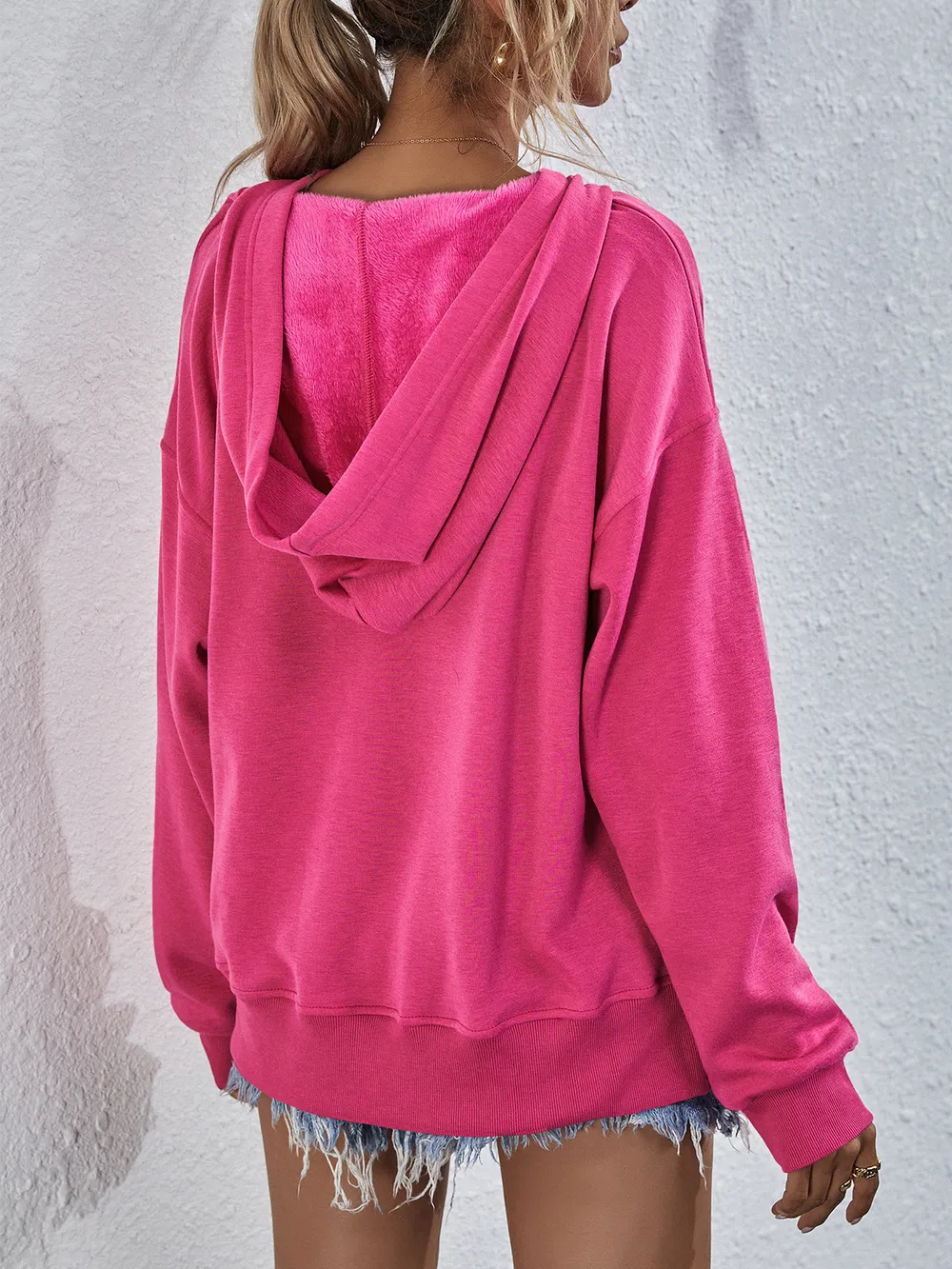 Dropped Shoulder Slit Hoodie, image 3