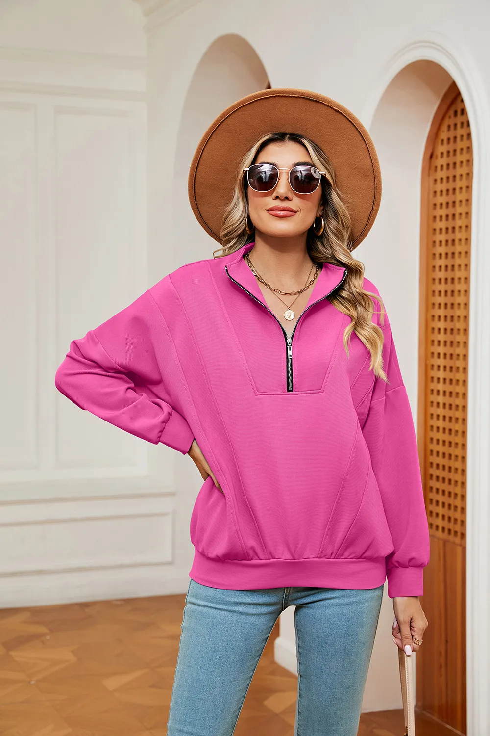 Half-Zip Dropped Shoulder Sweatshirt, image 17