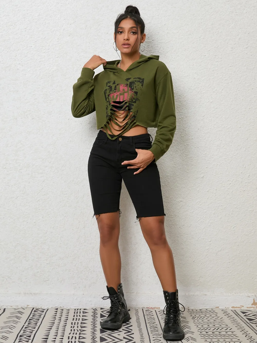 Cutout Long Sleeve Hoodie, image 4