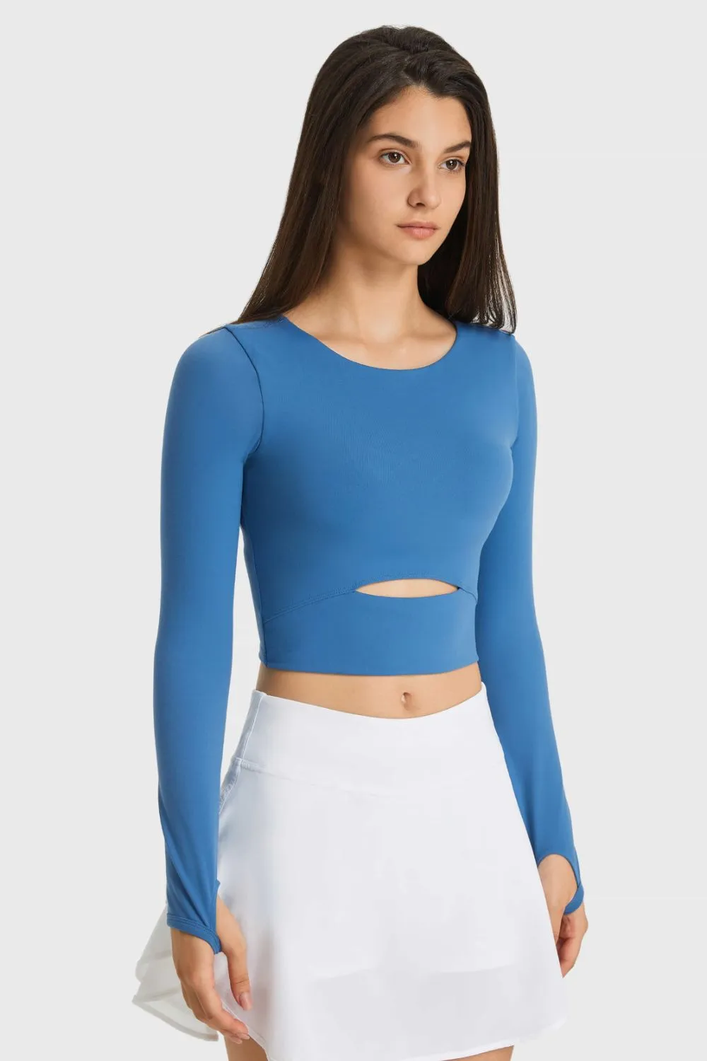 Cutout Long Sleeve Cropped Sports Top, image 4