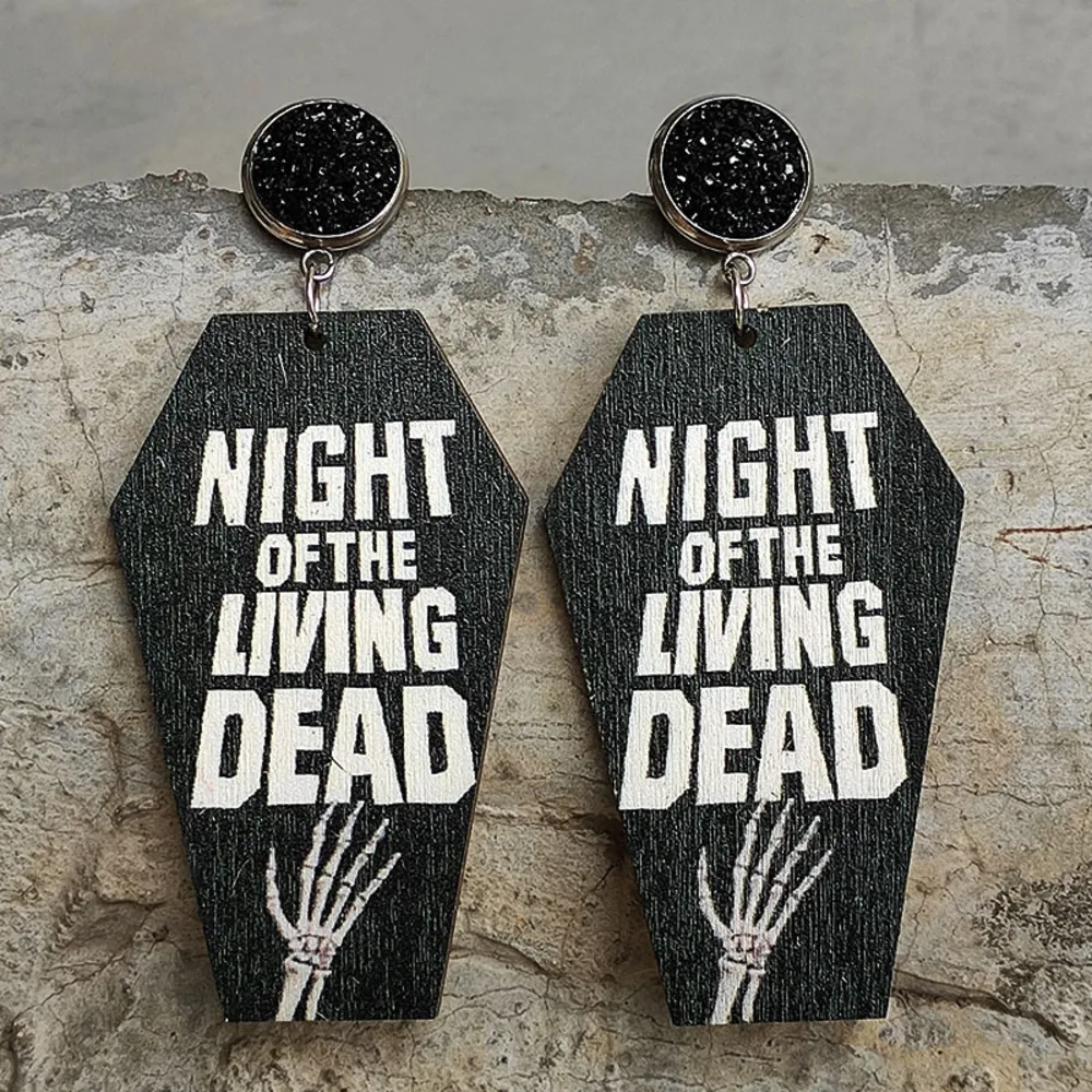 Coffin Shape Wooden Dangle Earrings, image 3
