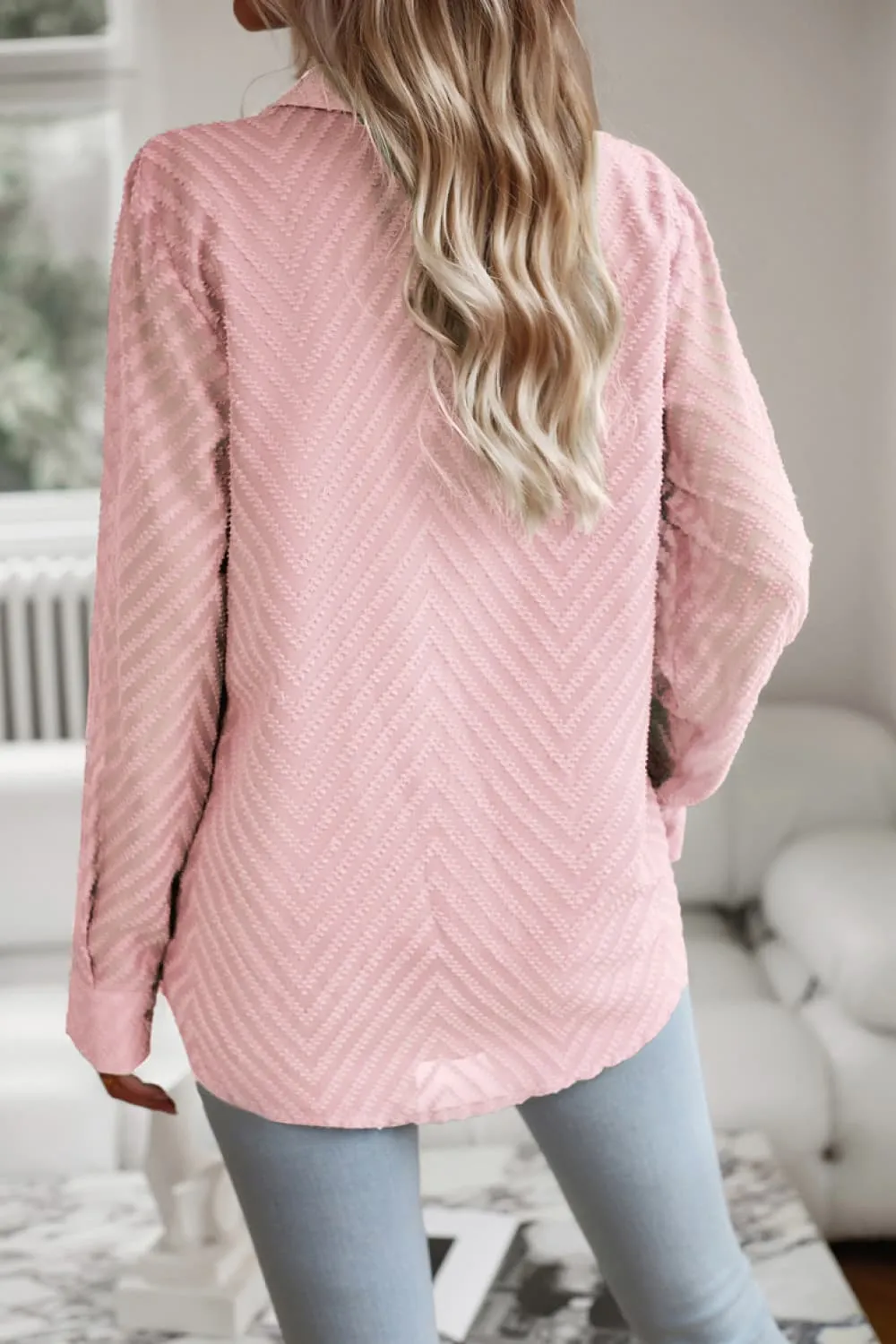 Collared Neck Long Sleeve Pocketed Shirt, image 6