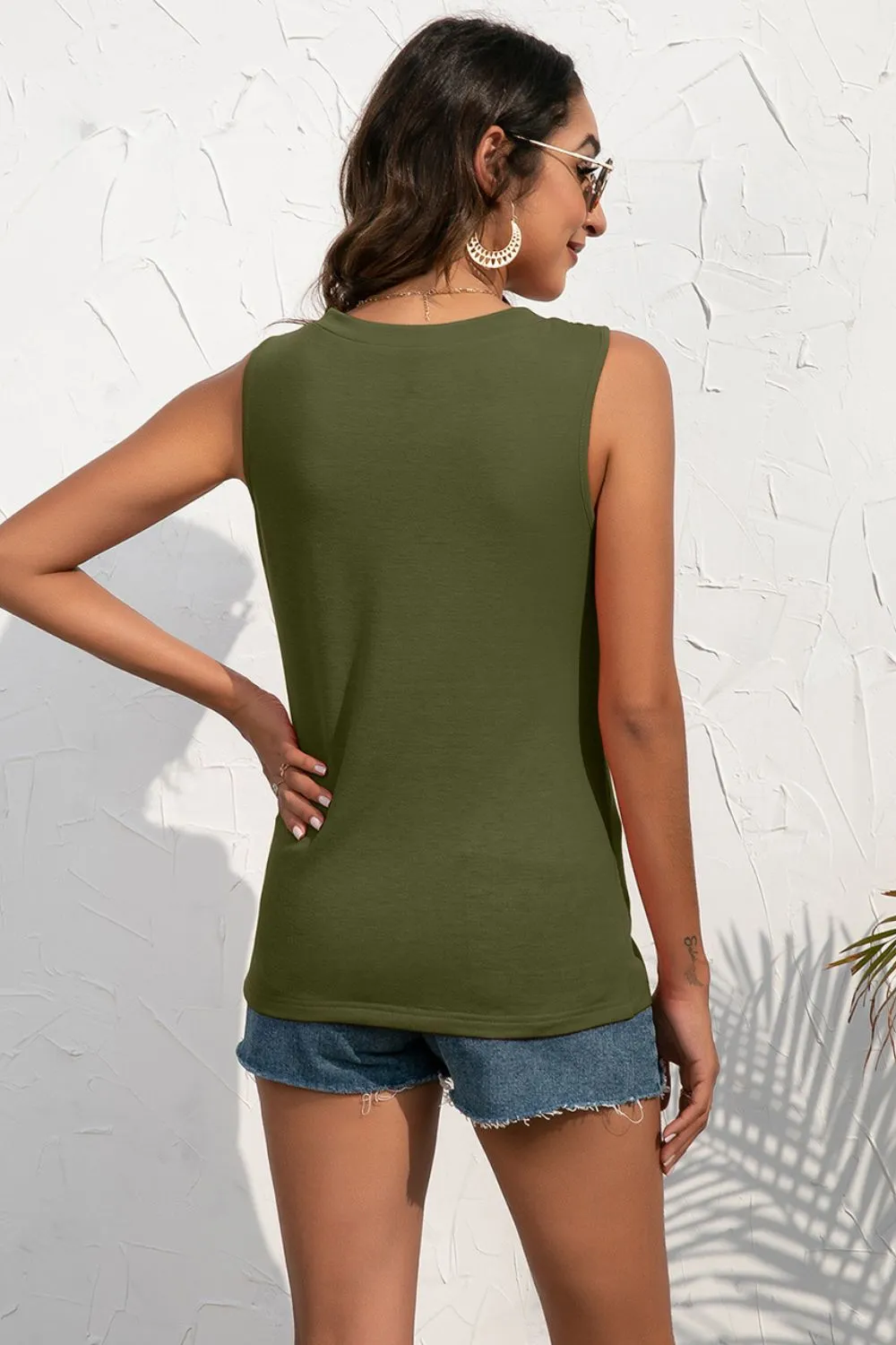 Buttoned Deep V Tank, image 16