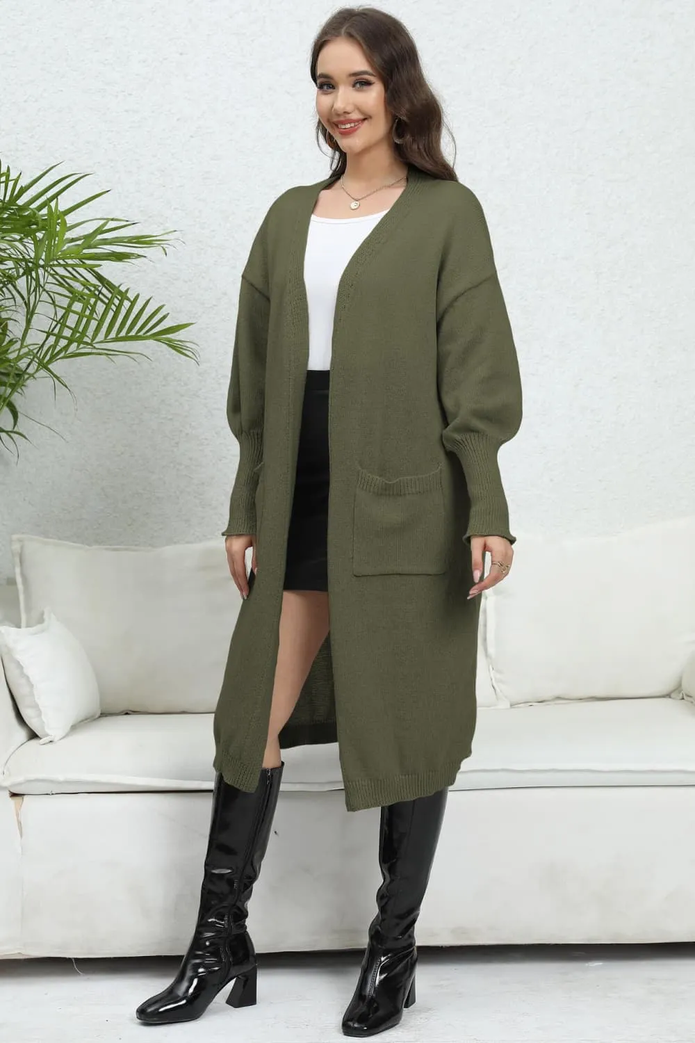 Open Front Dropped Shoulder Cardigan, image 5