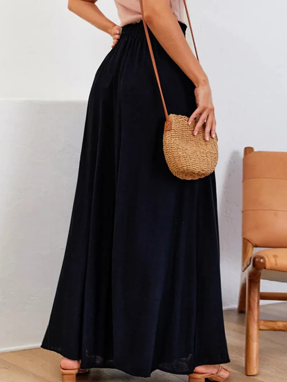 Drawstring Waist Wide Leg Pants, image 5