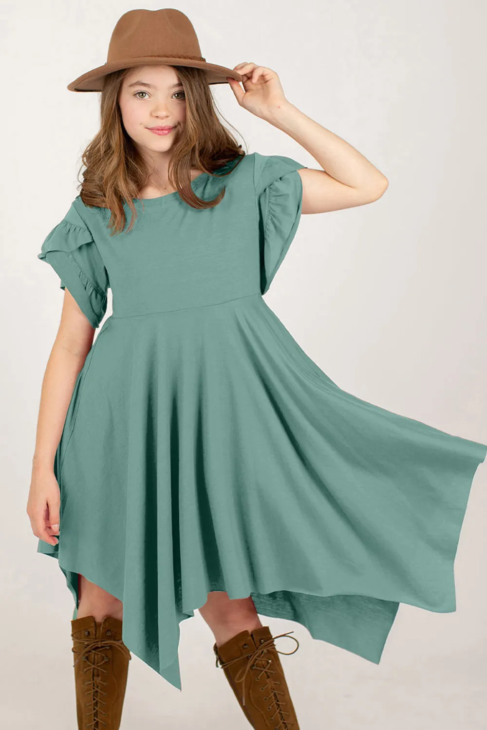 Round Neck Petal Sleeve Dress, image 6