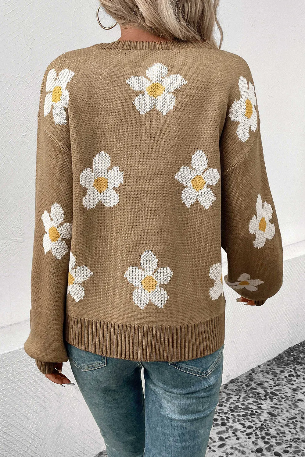 Floral Dropped Shoulder Sweater, image 2