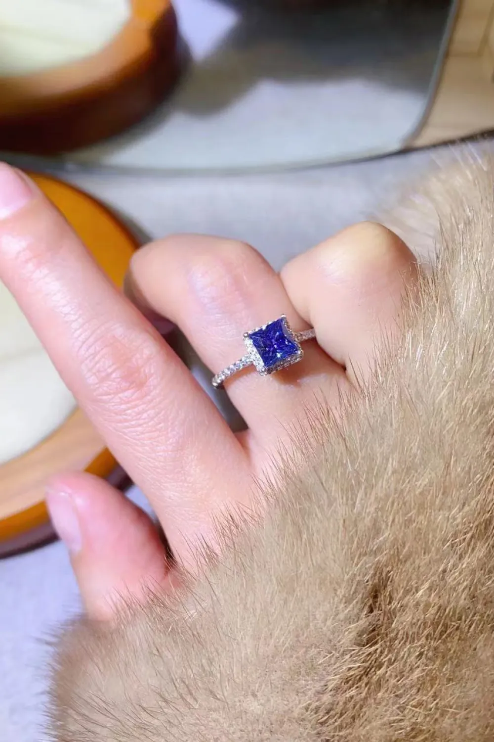 1 Carat Moissanite 925 Sterling Silver Square Ring, image 3