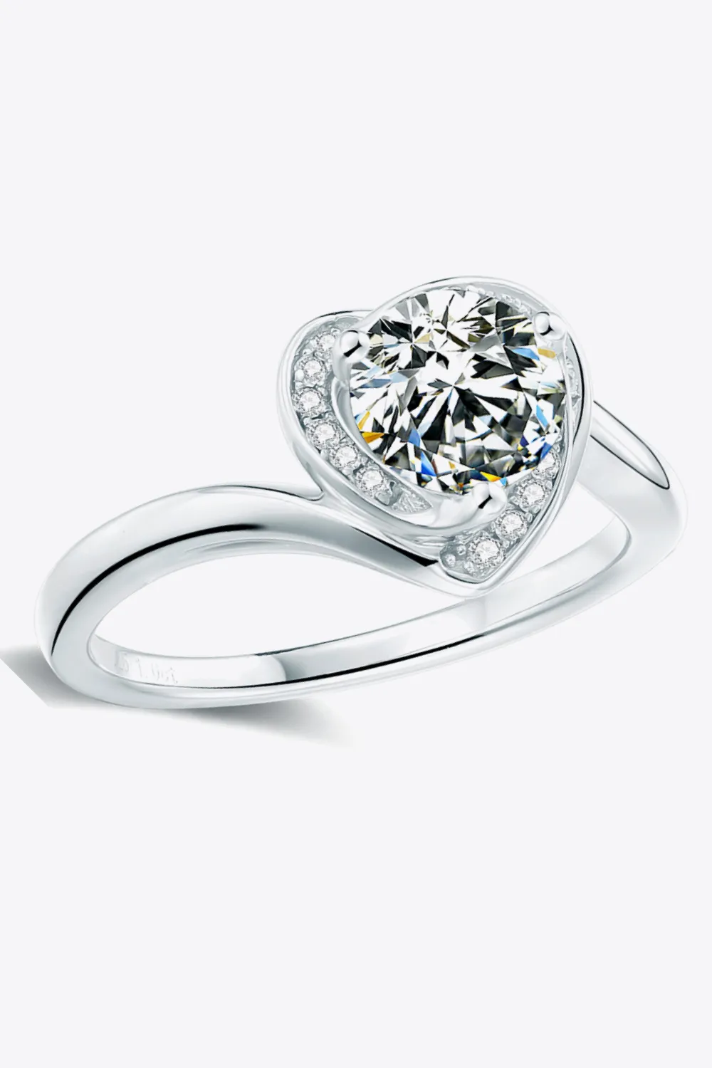 1 Carat Moissanite Heart Ring, image 2
