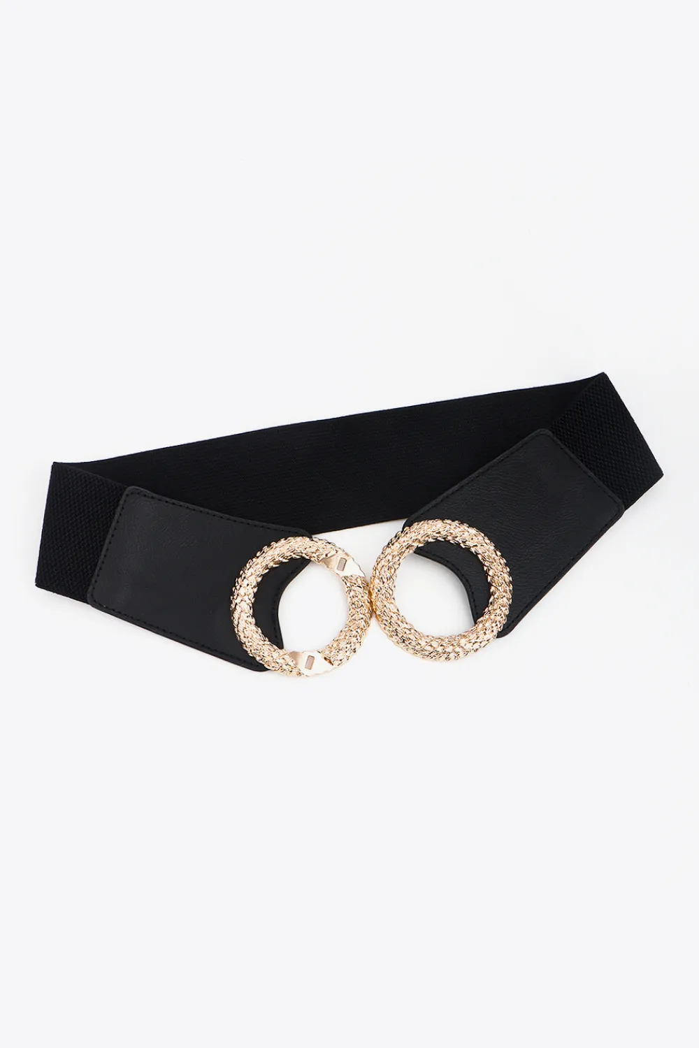 Circle Buckle Elastic Wide PU Belt, image 3