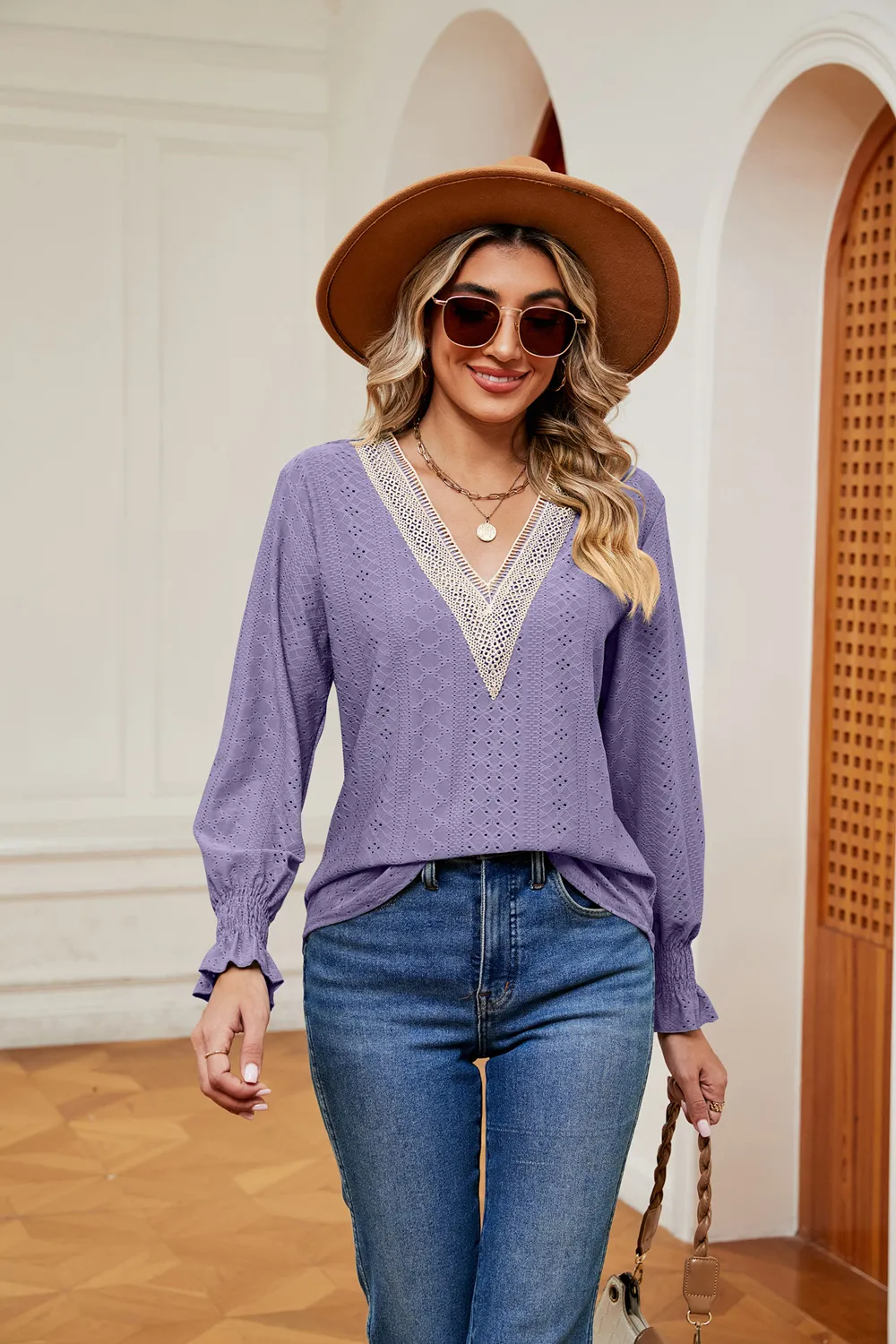Contrast Flounce Sleeve Blouse, image 21
