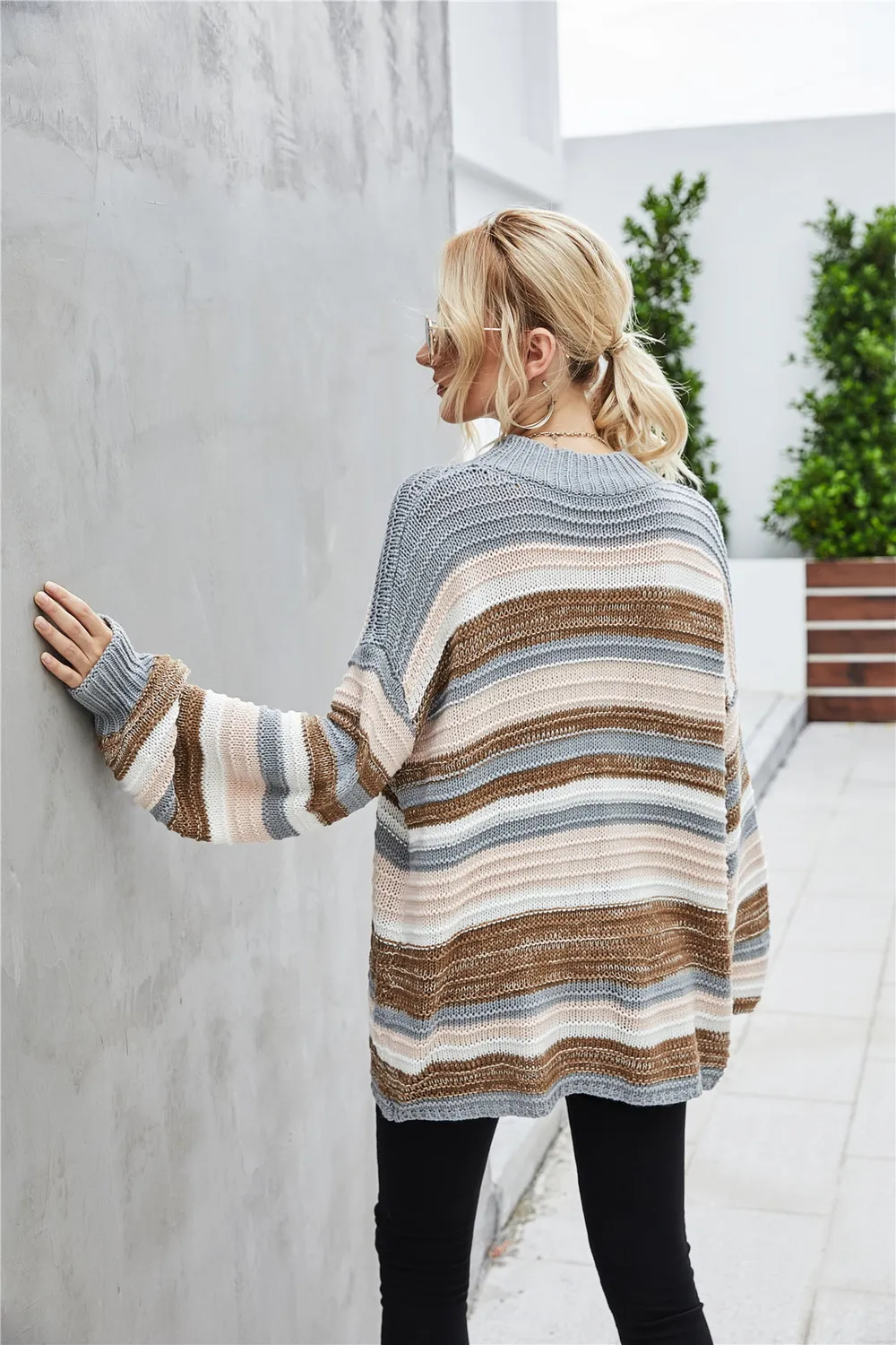 Round Neck Dropped Shoulder Sweater, image 2