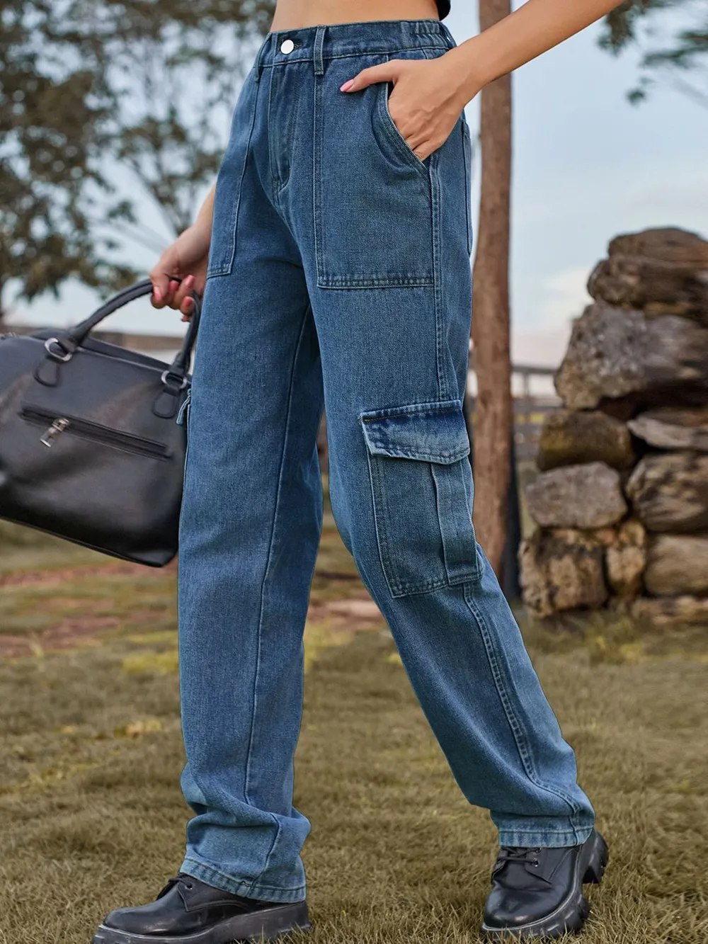 High Waist Cargo Jeans, image 5