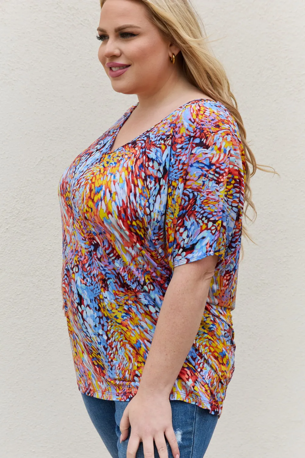Full Size Printed Dolman Flowy Top, image 10