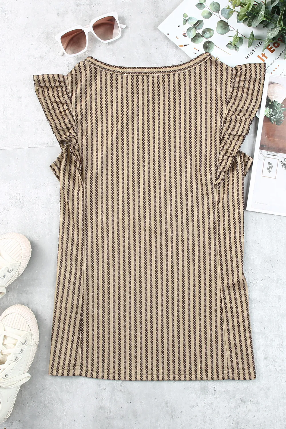 Striped Flutter Sleeve Tank, image 4