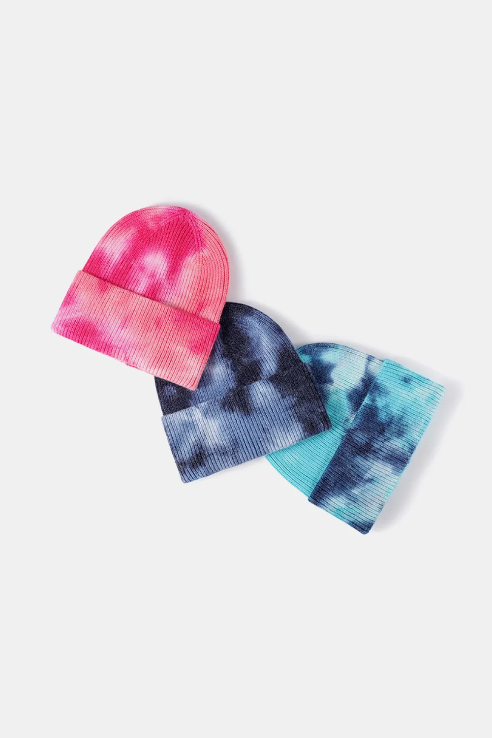 Tie-Dye Cuffed Rib-Knit Beanie Hat, image 35