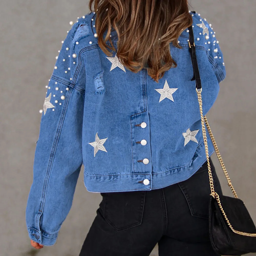 Bead Detail Denim Jacket, image 7