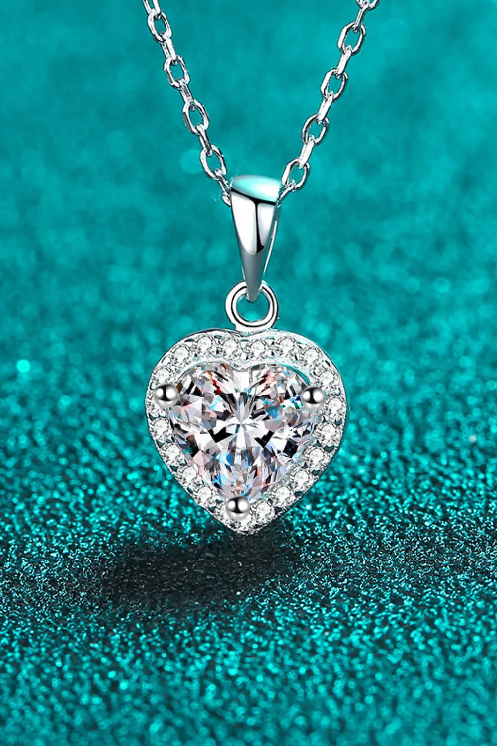 1 Carat Moissanite Heart Pendant Chain Necklace, image 2