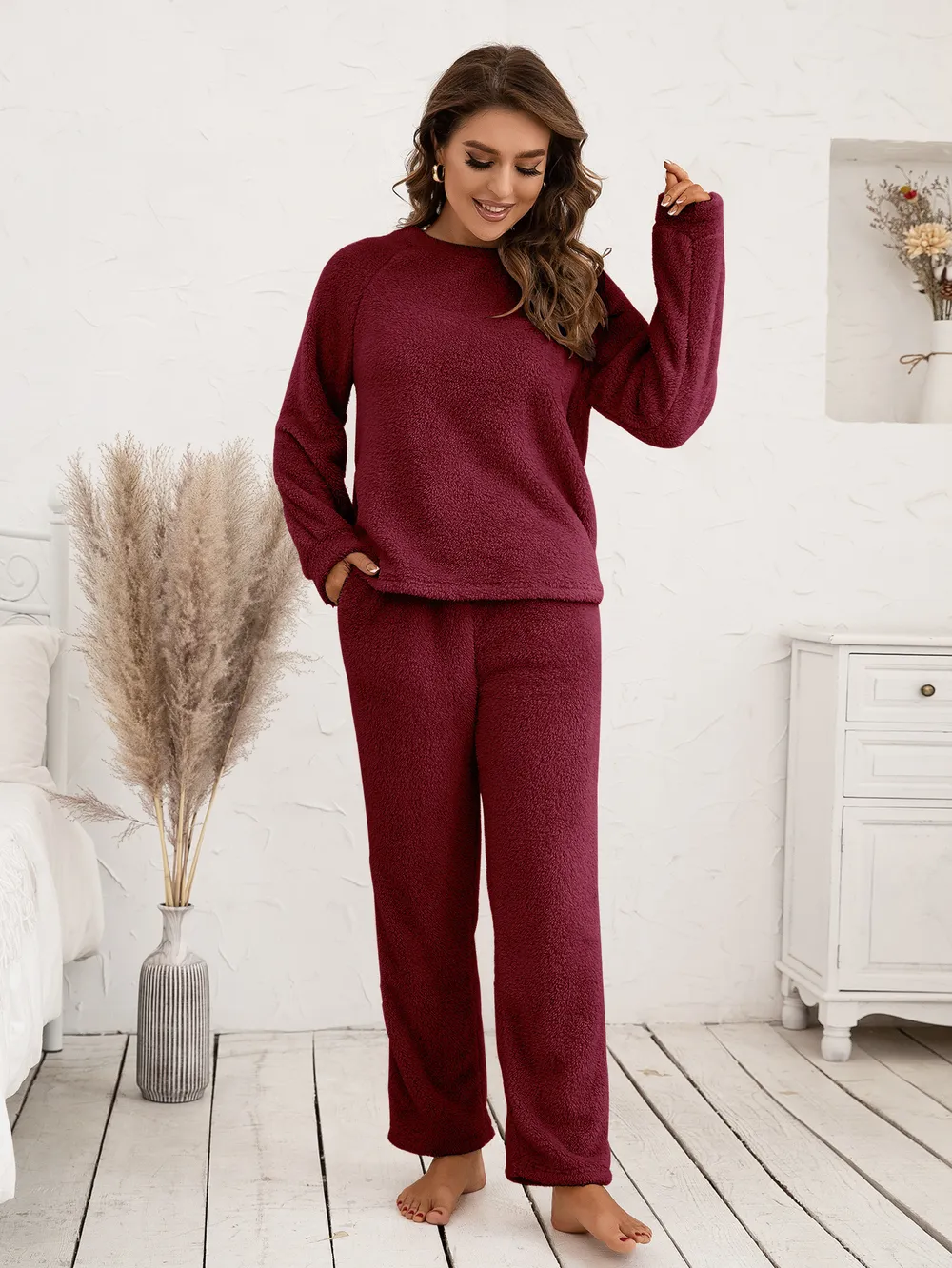 Teddy Long Sleeve Top and Pants Lounge Set, image 6