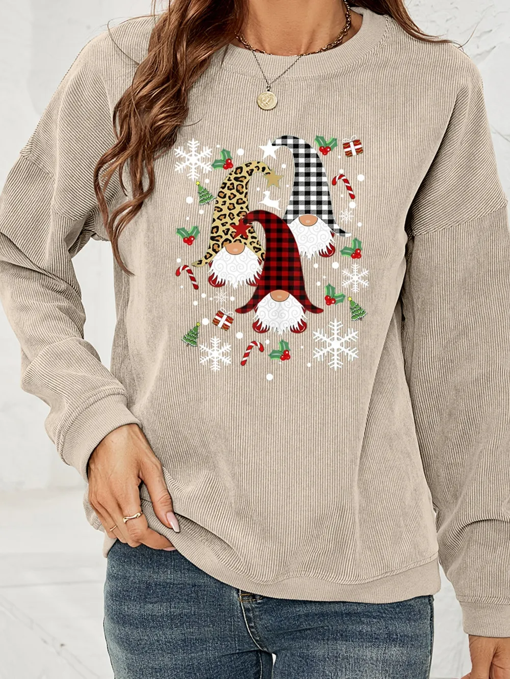Faceless Gnome Graphic Drop Shoulder Sweatshirt, image 5