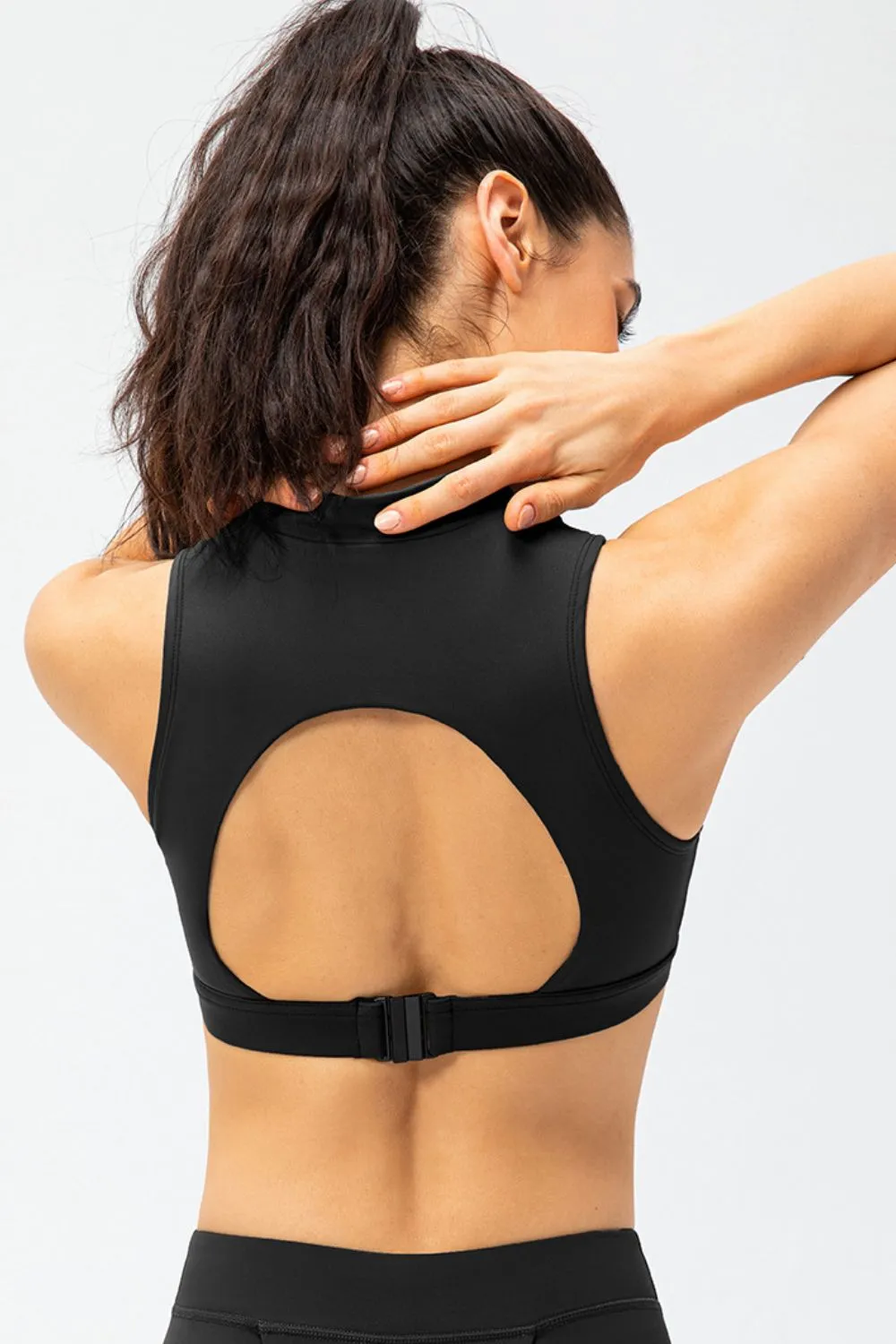 Full Size Cropped Cutout Back Zipper Front Active Tank Top, image 7