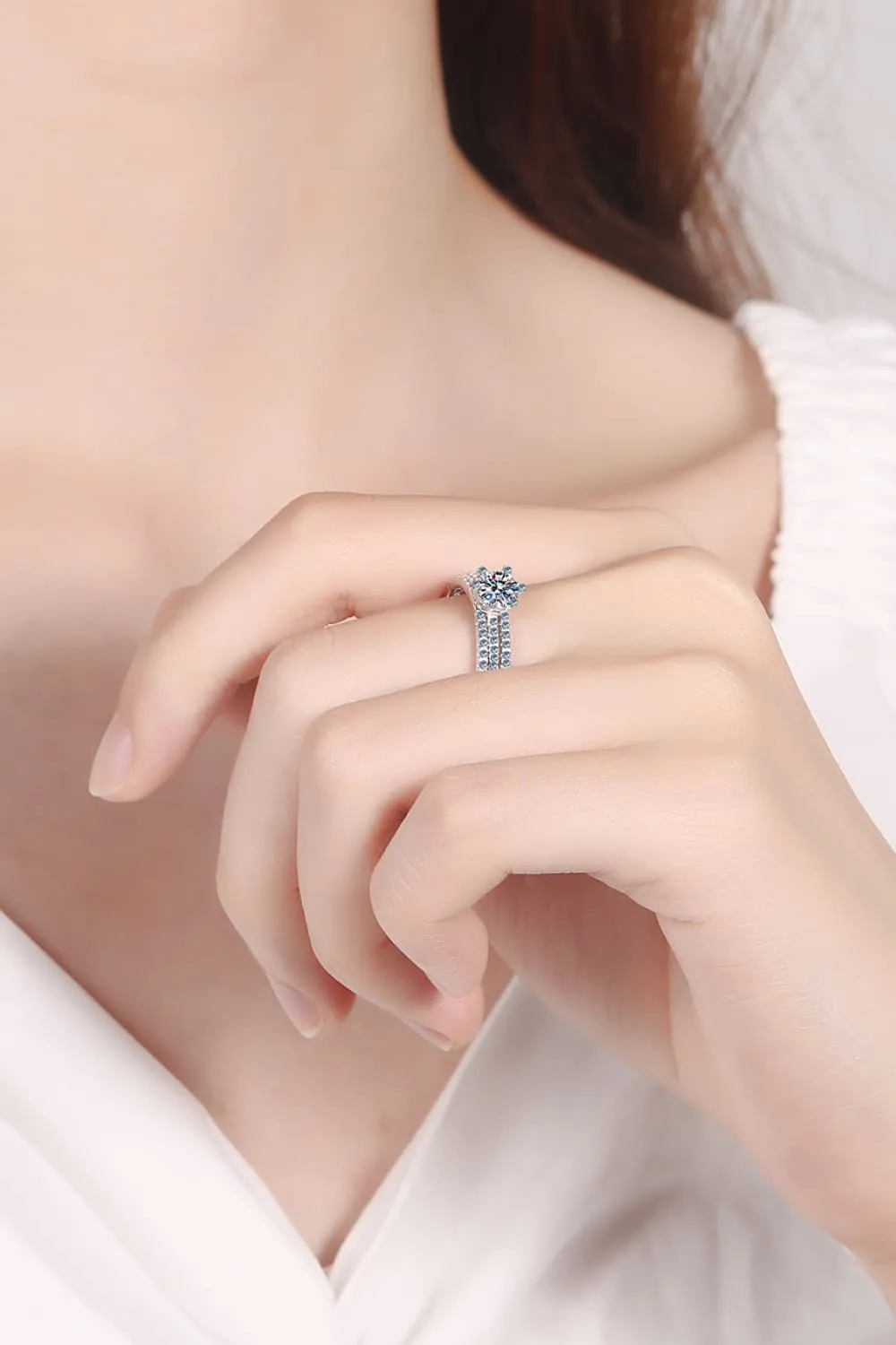 Moissanite 925 Sterling Silver Ring Set, image 3