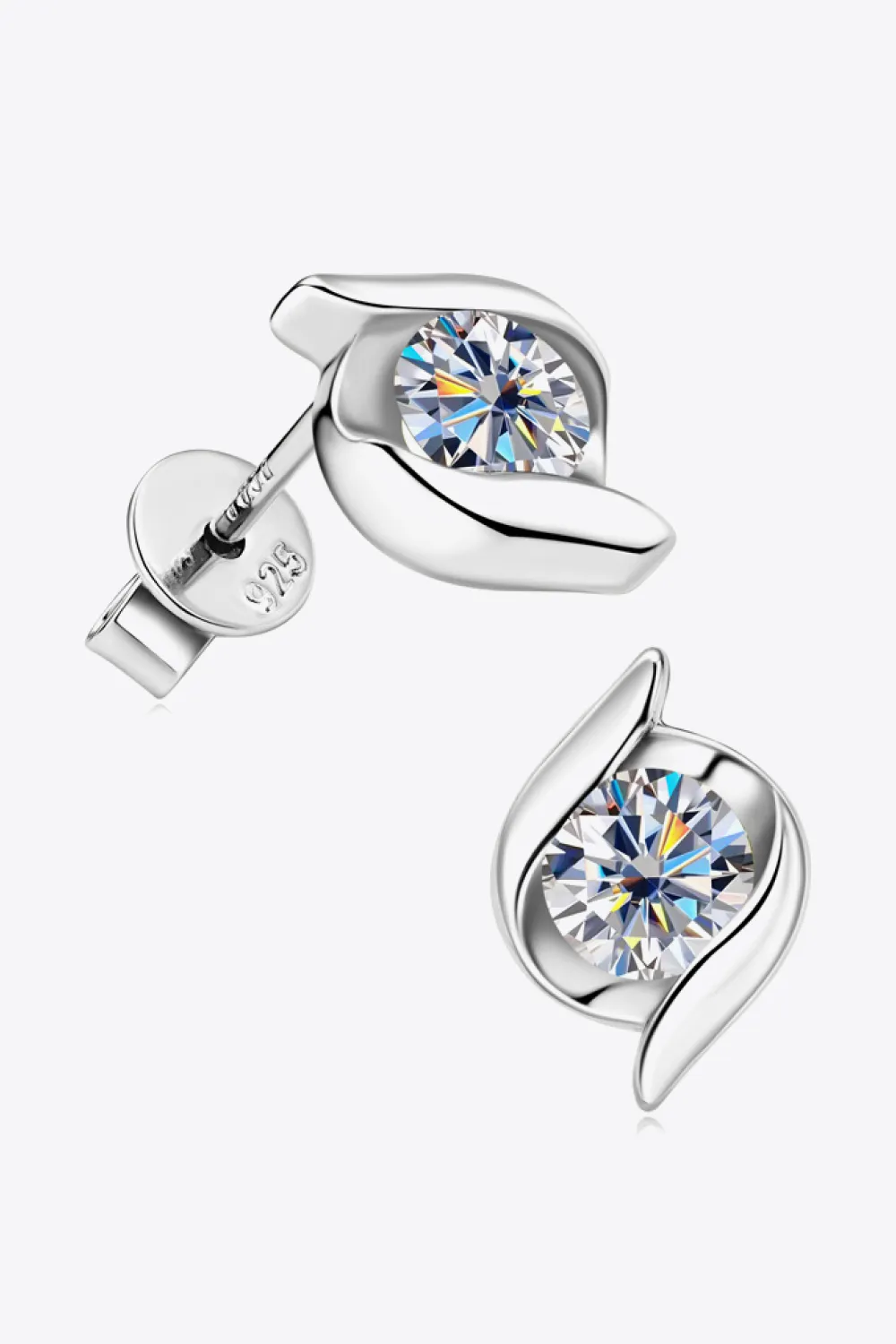 1 Carat Moissanite 925 Sterling Silver Stud Earrings, image 2