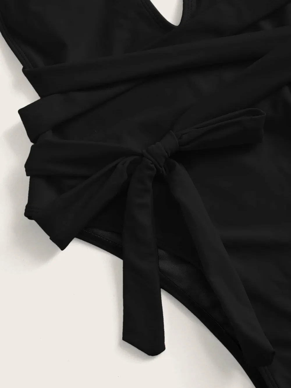 Halter Neck Deep V Tied One-Piece Swimsuit, image 4
