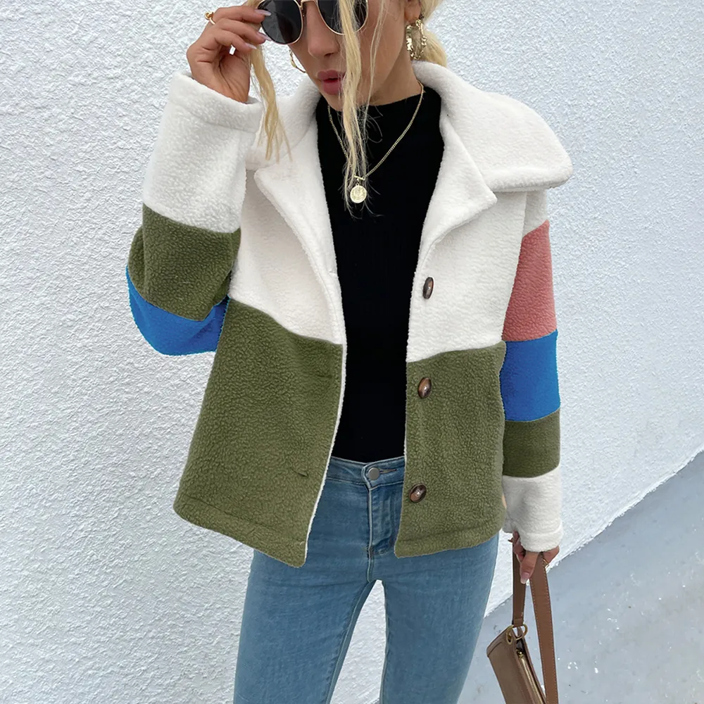 Color Block Button Down Collared Jacket, image 3