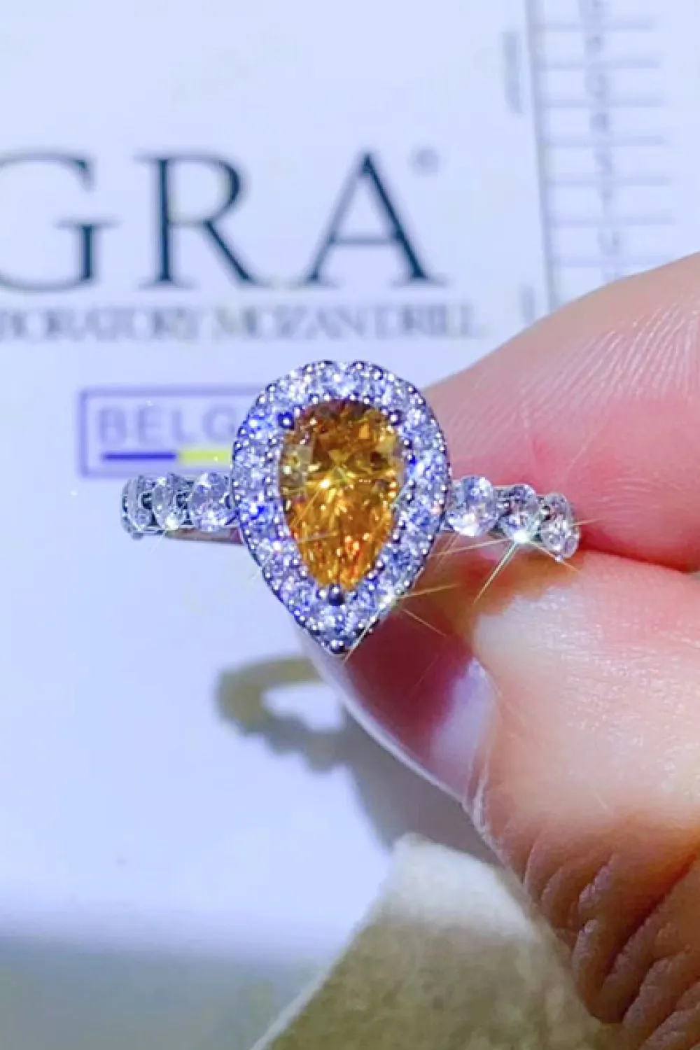 1 Carat Moissanite Contrast Teardrop Ring, image 2