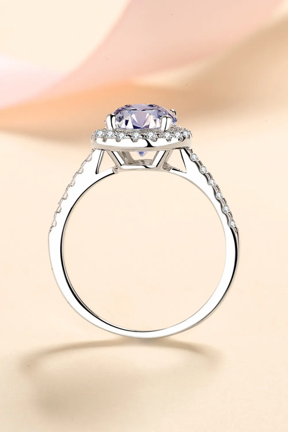 2 Carat Moissanite 925 Sterling Silver Halo Ring, image 4