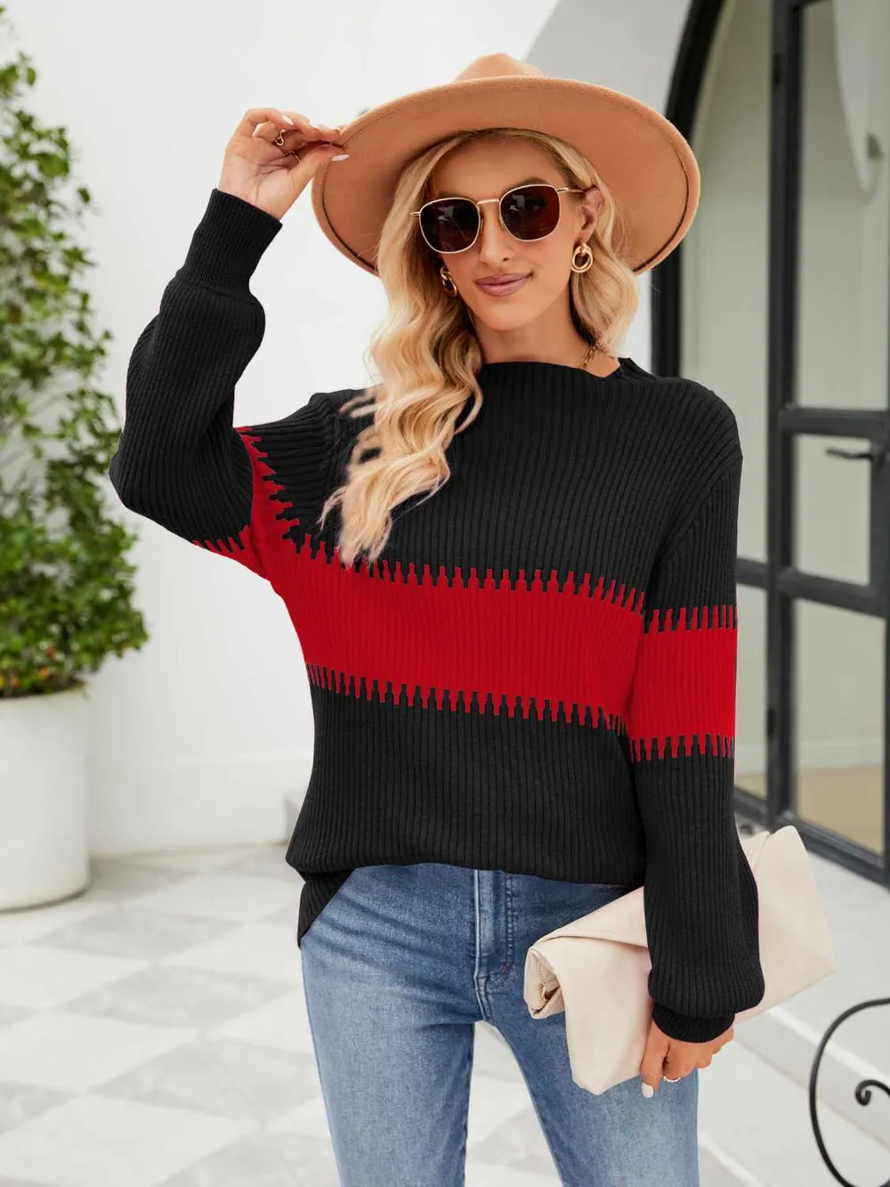 Contrast Round Neck Sweater, image 7