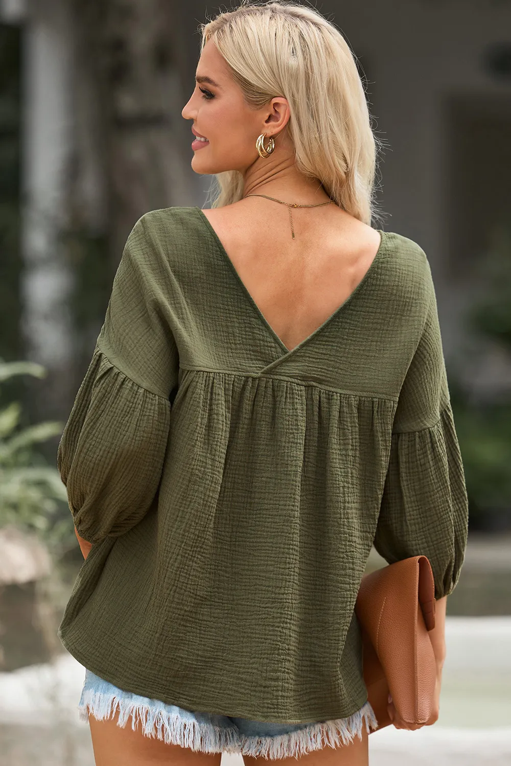 Dropped Shoulder V-Neck Blouse, image 11