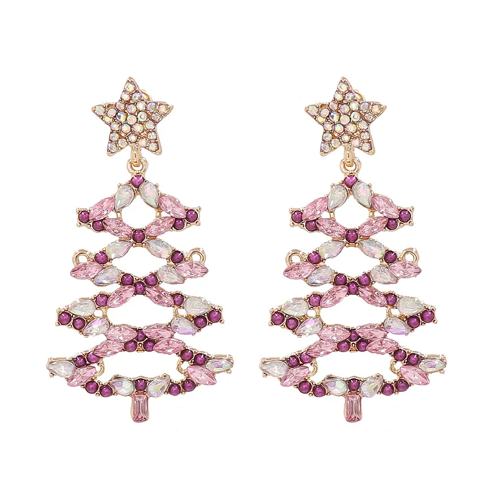 Christmas Tree Rhinestone Alloy Earrings, image 4
