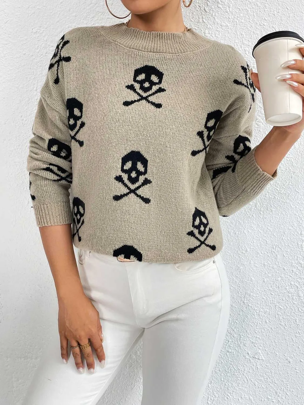 Patterned Drop Shoulder Sweater, image 11