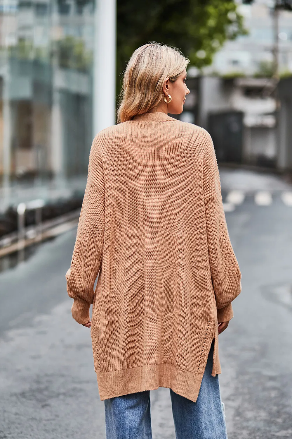 Open Front Dropped Shoulder Longline Cardigan, image 28